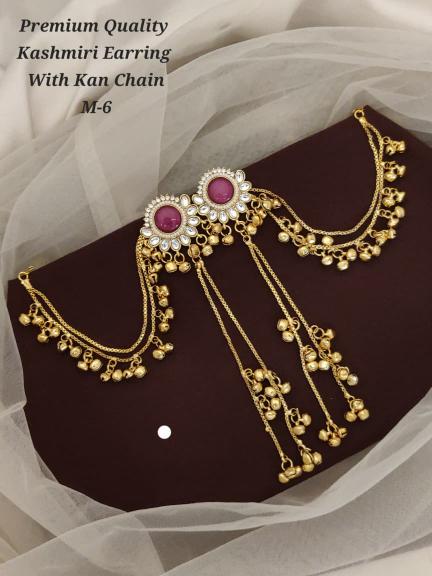 Premium quality kashmiri earring with kan chain m 6 Artificial jwellery exporters in Surat
